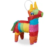 Relaxdays Pinata Esel, Tierpinata zum Befüllen, Kinder, Geburtstag, JGA, Einschulung, Schlagpinata zum Aufhängen, bunt