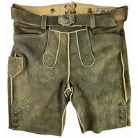 Buchberger Leder Trachtenlederhose 'Karl 1' mit Gürtel, Ziegenvelours Braun Grün braun 56