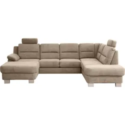 Wohnlandschaft ALINA "Finja", grau (graubeige tbs 12), B:307cm H:93cm T:206cm, Chenille TBS (100% Polyester), Sofas, wahlweise mit Sitzvorzug und Stauraum, Breite 307 cm