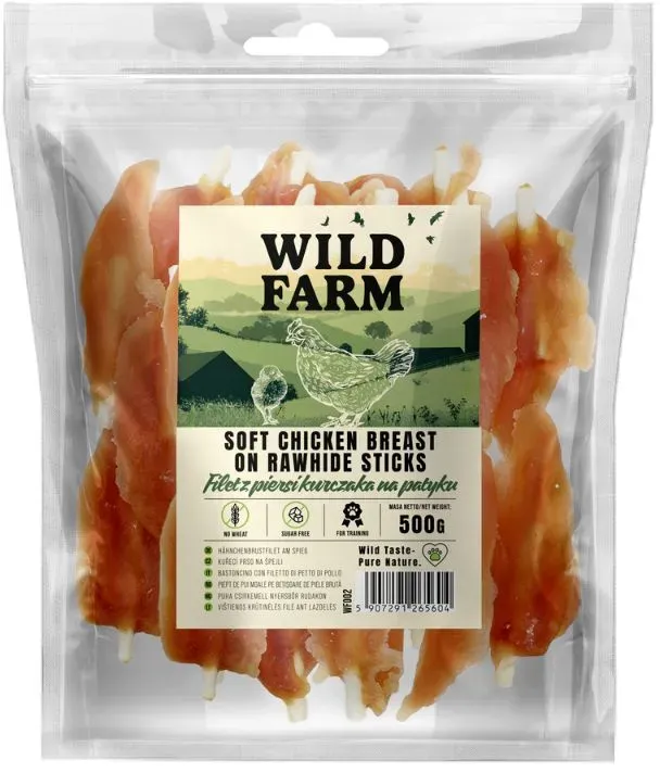WILD FARM Hähnchenbrustfilet am Stiel 500g Hundeleckerli