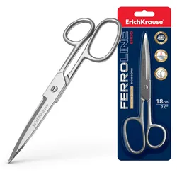 1 Schere 18cm rostfrei Edelstahl 4D Klingen ergonomisch Universalschere Allzweckschere für Haushalt Büro Küche und Schule Hobby Bastelschere Metall