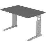 HAMMERBACHER US12 höhenverstellbarer Schreibtisch grafit rechteckig, C-Fuß-Gestell silber 120,0 x 80,0 cm