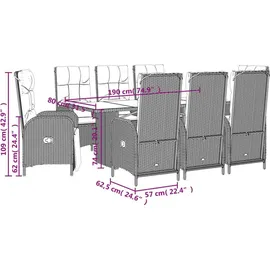 vidaXL Garten-Essgruppe 9-tlg. Grau