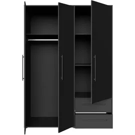 Forte Drehtürenschrank Jupiter 144 x 200 x 58,8 cm Schwarz Matt