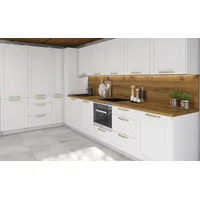 L-Form Küchenzeile OSLO Einbauküche 212x392cm Fronten MDF weiß matt HETTICH Voll