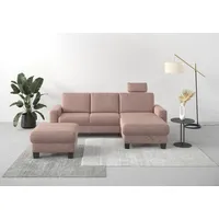 Home Affaire Ecksofa »Summer L-Form«, mit Recamiere, mit oder ohne Bettfunktion und Bettkasten, Cord-Bezug rosa