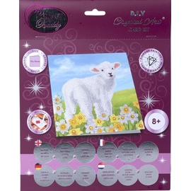 Craft Buddy Crystal Art Card Kit, Little Lamb, Schaf, 18x18cm, Kristall-Kunstkarte, Diamond Painting