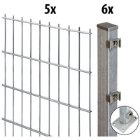 GARDEN 'N' MORE Doppelstabmattenzaun "Excellent" Zaunelemente Gr. H/L: 100 cm x 10 m H/L: 100 cm x 10 cm, grau (feuerverzinkt) Zaunelemente