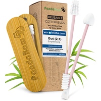 PandaBaw® 2 x Wattestäbchen Wiederverwendbar - [EXTRA WEICH] - Silikon Q-Tips Wiederverwendbare Wattestäbchen als Make-Up Entferner - Auch als Ohrstäbchen, Ohrenstäbchen wiederverwendbar – Pink