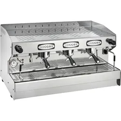GastroHero Espressomaschine MILANO 3 GR  Automatik I Siebträgermaschine mit Pre-Infusion, Edelstahl-Gehäuse, Wasserzufuhr I Made in Italy