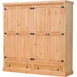 4trg massiv Mexico Kiefer Kleiderschrank 'New Mexiko' Schlafzimmer-Schrank gel. - Braun