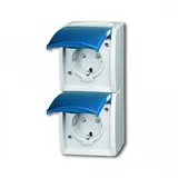 Busch-Jaeger Steckdose,senkrecht,2fach Klappdeckel,erh. Ber 20-02 EBW-53