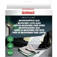 SONAX MicrofaserTuch Glas (3 Stück) saugfähig und fusselfrei für streifenfreie Sauberkeit von Scheiben und Glasoberflächen / 04515410