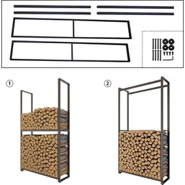 Montixx Kaminholzregal Metall 85 x 25 x 150 cm Schwarz