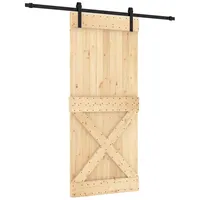 vidaXL Schiebetür rechts 90 x 210 cm Natürlich/Schwarz