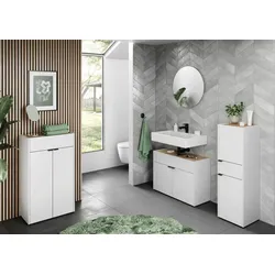 Kadima Design Stoßfester Unterschrank mit Siphonaussparung, 80x34x60, Easy-Clean, `Avis` Kollektion. Farbe: Weiß-Beige