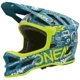 O'Neal | Mountainbike-Helm | MTB Downhill | Dri-Lex® Innenfutter, Ventilationsöffnungen für Luftstrom, ABS Außenschale | Blade POLYACRYLITE HR V.23 | Erwachsene | Teal Neon-Gelb | Größe L