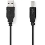 Nedis USB-Kabel | USB 2.0 | USB-A Stecker | USB-B Stecker - 10 W | 480 Mbps | Vernickelt | 1.00 m | Rund | PVC | Schwarz
