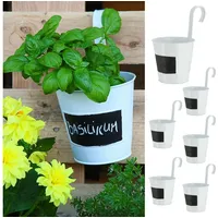 Cepewa 6x Übertopf weiß Ø15x5 Kräutertopf zum Beschriften +