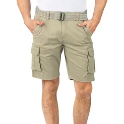 riverso Cargo Shorts Herren mit Gürtel Regular Fit RIVJoko Regular Fit Beige Normaler Bund Reißverschluss M