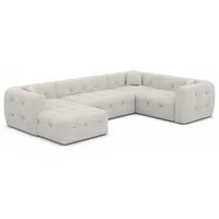 Sofa Dreams Wohnlandschaft Polster Sofa Lounge Wohnlandschaft Couch Stoff Samt Sevilla U Form, Chesterfield beige