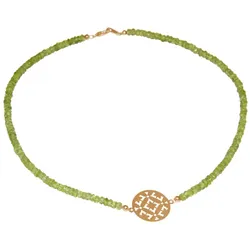 Gemshine Halskette 'Choker: Yoga Mandala und Peridot Edelsteine' Ketten   Hellbraun Damen 