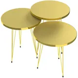[en.casa] Satztisch Skibby im 3er Set Gold