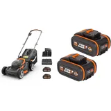 WORX WG743E Akku-Rasenmäher 40V & WA3553.2 PowerShare 2 X 4000 MAh Werkzeugakkus 20V - Wiederaufladbar - Für Alle WORX Elektro- & Gartengeräte