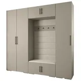 ABIKS MÖBEL Kompaktgarderobe INOVA 3 SATZ 8 Möbelset, Garderobe mit Kleiderstange und Regalen schwarz