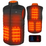 Beheizbare Weste, Leichte Elektrische Beheizte Weste für Herren Damen, 6-Heizzone, 3-Temperatur-Niveau Heizweste für Outdoor-Wintersport (DE/NL/SE/PL, Alphanumerisch, XL, Regular, Regular, Black-EU) - XL