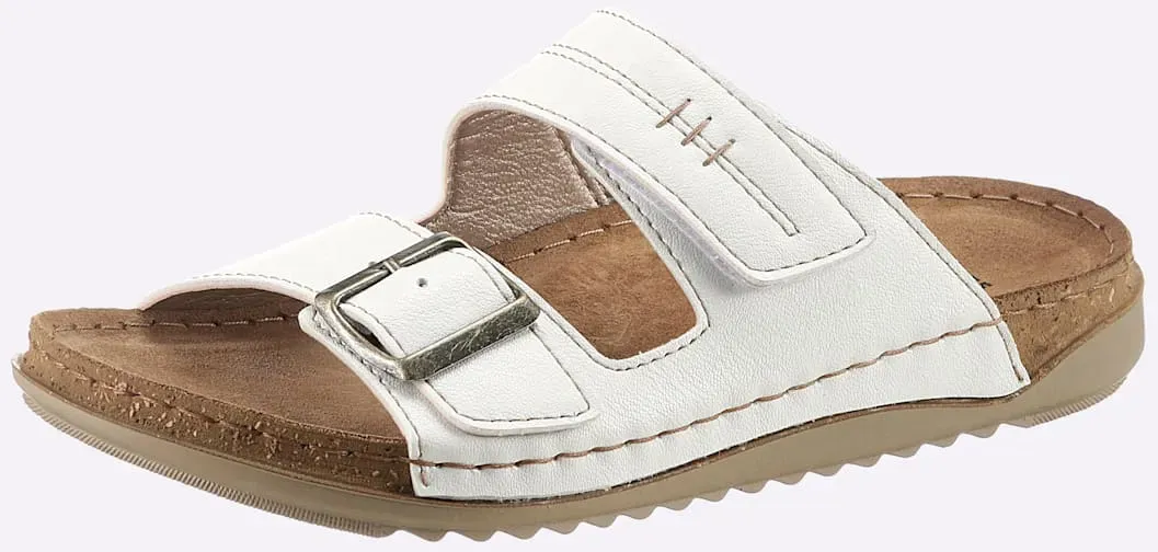 Pantolette FISCHER, Damen, Gr. 37, weiß, Lederimitat, Schuhe Pantolette