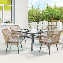 Outsunny Gartenstuhl 2er Set Gartenstuhl 54 x 65 x 80 cm grau/silber wetterfest mit Armlehne