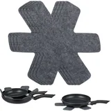 Relaxdays Pfannenschoner, 6er Set Pfannentrenner, 38 x 30 cm, Filz Pfannenschutz, Stapelschutz für Pfannen & Töpfe, grau