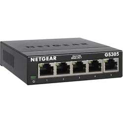 NETGEAR GS305 LAN Switch 5 Port Netzwerk Switch (Plug-and-Play Gigabit Switch LAN Splitter, LAN Verteiler, Ethernet Hub lüfterlos, robustes Metallgehäuse), Schwarz | Zustand: Neu & original versiegelt