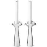 Georg Jensen Kerzenständer-Set Bloom Botanica Edelstahl Silber/Weiß