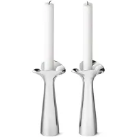 Georg Jensen Kerzenständer-Set Bloom Botanica Edelstahl Silber/Weiß