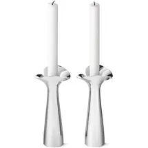 Georg Jensen Kerzenständer-Set Bloom Botanica Edelstahl Silber/Weiß