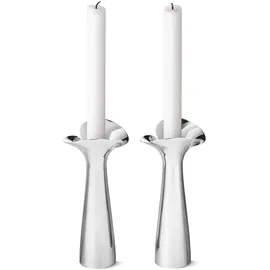 Georg Jensen Kerzenständer-Set Bloom Botanica Edelstahl Silber/Weiß