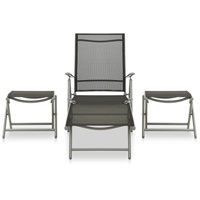 vidaXL 3-tlg. Garten-Lounge-Set Textilene und Aluminium Silbern