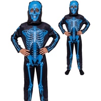 Magicoo Skelett Kostüm Kinder Jungen Halloween blau X-ray (M)