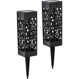 Hi LED Solar Schattenlampen 2er Set 6 x 6 x 28 cm schwarz/weiß