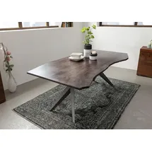 MASSIVMOEBEL24.DE Baumtisch Akazie 140x90x76 grau lackiert Beine anthrazit matt FREEFORM 4 #19