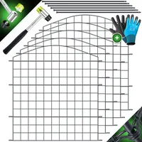 Kesser KESSER® Teichzaun Gartenzaun Steckzaun Komplettset Metall Zaunelemente Inkl. Hammer + Befestigungsstäben, Zaun zum stecken für Garten, Oberbogen Rund Gitterzaun Set Freigehege für Hunde