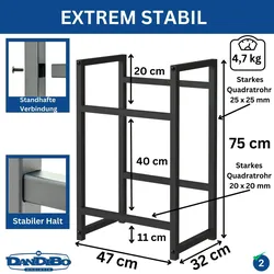 DanDiBo Getränkekistenregal 2 Kisten Schmal Metall Stehend 96475 Getränkekistenhalter 47 cm Getränkekistenständer Flaschenkistenregal