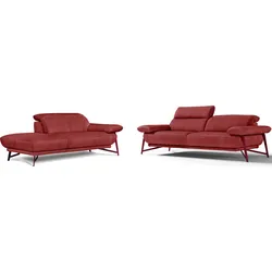 Egoitaliano Polstergarnitur »Anais, Design mit hohem Sitzkomfort für mehr Bequemlichkeit«, Set: bestehend aus Sofa und Ottomane, inkl. Kopfteilverstellung Egoitaliano marsala