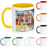druck.de Fototasse personalisiert 340ml - Weiß/Gelb - Wunschfoto und Text