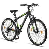 Chillaxx Bike Legend Aluminium 24, 26, 27,5 und 29 Zoll Shimano Mountainbike MTB Fahrrad für Jungen Mädchen Herren und Damen 21 Gang Schaltung Herrenrad Damenrad (26 Zoll, Schwarz-Lime V-Bremse)