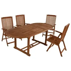 GARDEN PLEASURE Tischgruppe »SOLO«, 5-tlg., Braun, Holz