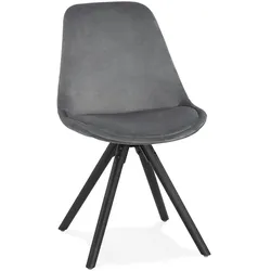 Kadima Design Esszimmerstuhl Retro, Besucherstuhl Vintage | Buchenholz & Samt | Grau, schwarze Beine | HoReCa-geeignet | Velanox Kollektion