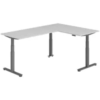 Bümö Eckschreibtisch Grau, Graphit, Nachbildung, Rechteckig, 160x74x240 cm, FSC